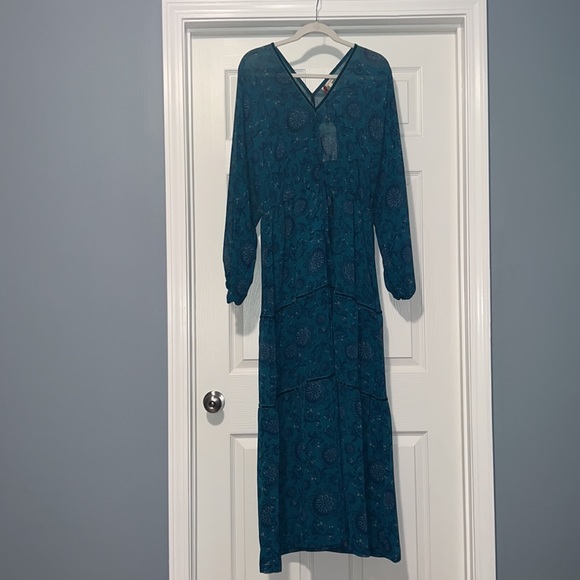 Standards & Practices Teal Paisley Print Dress Size Large - Picture 5 of 7